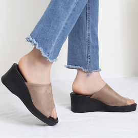 [GIRLS GOOB] Women's Comfortable Wedge Sandal Platform Slip-On Shoes, Suede - Made in KOREA